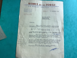 21/ Fact Usines De La Forge   G.m. Tronquit Aignay Le Duc 1947 - Artesanos