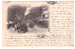 NICE - L'Avenue De La Gare (carte Animée) - Transport Ferroviaire - Gare