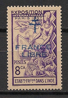 INDE - 1942 - N°YT. 183 - France Libre - 8ca Violet - Neuf * / MH VF - Unused Stamps