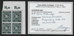 MiNr. 923a POR Nd Gz, Eckrandviererblock, Postfrisch, **, BPP Geprüft - Postfris