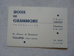 VIEUX PAPIERS - CARTE DE VISITE : HÔTEL DE GRAMMONT - TOURS - Cartes De Visite