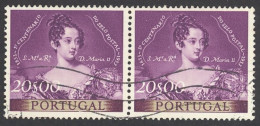 Portugal Sc# 791 Used Pair 1953 20e Queen Maria II - Gebraucht