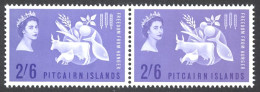 Pitcairn Islands Sc# 35 MNH Pair 1963 2sh6p Freedom From Hunger Issue - Islas De Pitcairn