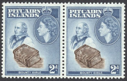 Pitcairn Islands Sc# 22 MNH Pair 1957 2p Bounty Bible - Pitcairn Islands