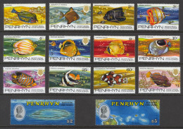 Penrhyn Island Sc# 50-63 MNH 1974-1975 Various Fish, View Of Penrhyn - Penrhyn