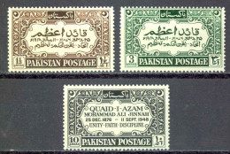 Pakistan Sc# 44-46 MH 1949 Mohammad Ali Jinnah - Pakistan