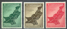 Pakistan Sc# 79-81 MNH 1955 Map Of West Pakistan - Pakistan