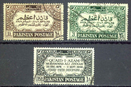 Pakistan Sc# 44-46 Used 1949 Mohammad Ali Jinnah - Pakistan