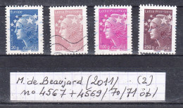 Marianne De Beaujard (2011) Y/T N° 4567 + 4569/70/71 Oblitérés (lot 2) - 2008-2013 Marianne Of Beaujard