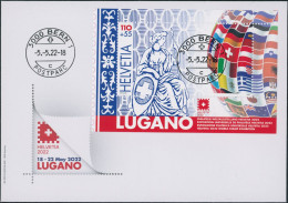 Suisse - 2022 - Lugano - Weltausstellung • Helvetia - Block - Ersttagsbrief FDC ET - Ersttag Voll Stempel - Lettres & Documents