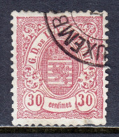 Luxembourg - Scott #47 - Used - 2 Thin Specks, 2 Pulled Perfs - SCV $24 - 1859-1880 Wappen & Heraldik