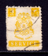 India (Bhopal) - Scott #O52 - Used - Crease LR Corner, Light Thinning - SCV $22 - Bhopal