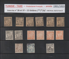 TUNISIE - TAXE -  Protectorat Français - 15 Timbres Neufs Et Oblitérés  - Entre Les N° 26 Et 37 De 1901/1923 - 2 Scan - Postage Due