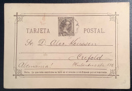 MANILA 1897 5c Postal Stationery Card TARJETA POSTAL>Crefeld (Filipinas Philippines Spain Spanish Colonies Espagne - Philippinen