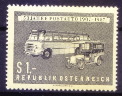 Austria 1957 MNH, 50 Years Post Busses, Cars - Bussen