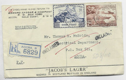 GOLD COAST UPU 3D+ PA 2D LETTRE COVER REG ACCRA 1949 TO ACCRA - Goudkust (...-1957)