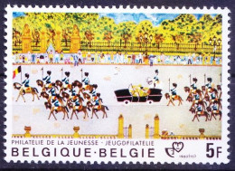 Belgium 1980 MNH, Royal Procession Cars Drawings Horses - Busses