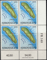 Feroe Poste N** Yv:148 Mi:154 Hestur Carte De L'île Coin D.feuille X4 - Färöer Inseln