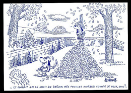 CPSM 10.5 X 15 Illustrateur Barberousse  "Et Alors? J'ai Le Droit De Bruler Mes Feuilles Mortes Comme .." Chien  Bucher - Barberousse