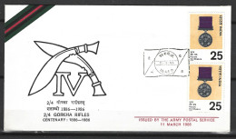 INDE. Superbe Enveloppe Commémorative De 1986. 2/4 Gorkha Rifles Centenary. - Cartas & Documentos