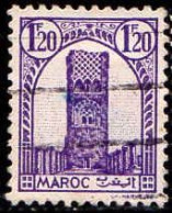 Maroc (Prot.Fr) Poste Obl Yv:212 Mi:196 Tour Hassan Dent 12 G.brillante (Obl.mécanique) - Gebraucht