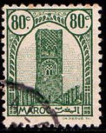Maroc (Prot.Fr) Poste Obl Yv:210 Mi:194 Rabat Tour Hassan Dent 12 G.brillante (cachet Rond) - Oblitérés
