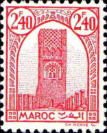 Maroc (Prot.Fr) Poste N** Yv:215 Mi:199 Tour Hassan Dent 12 G.brillante - Ungebraucht