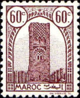 Maroc (Prot.Fr) Poste N** Yv:208 Mi:192 Tour Hassan Dent 12 G.brillante - Unused Stamps