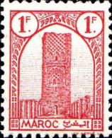 Maroc (Prot.Fr) Poste N* Yv:211B Mi:195B Tour Hassan Dent.12 Gom.mate (Trace De Charnière) - Unused Stamps