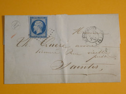 DM5 FRANCE LETTRE  1858 PETIT BUREAU  PORCHAIRE A SAINTES  +N°14 +CACHET M + AFF.   INTERESSANT+ + - 1849-1876: Klassik