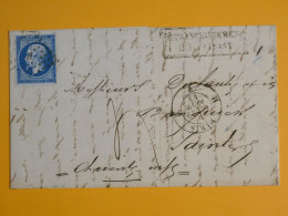 DM5 FRANCE LETTRE  1859 PARIS  A SAINTES  +N°14 +CACHET M + AFF.   INTERESSANT+ + - 1849-1876: Klassik