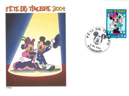 FRANCE 2004 Fête Du Timbre Minnie Et Mickey N° Y&T 3643 Timbre Bleu - Storia Postale
