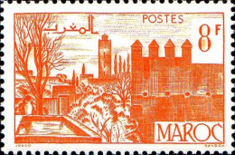 Maroc (Prot.Fr) Poste N** Yv:258A Mi:257 Fèz Jardins & Remparts (Thème) - Moskeeën En Synagogen