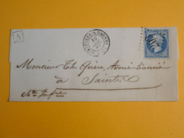 DM5 FRANCE LETTRE  1862 PETIT BUREAU NIRETERRE   A SAINTES  +N°22 +CACHET A  + AFF.   INTERESSANT+ + - 1849-1876: Periodo Clásico