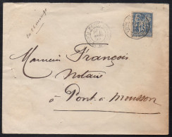 TYPE SAGE / 1890 PERFORE "SG"  SUR LETTRE POUR PONT A MOUSSON - PERFIN - Briefe U. Dokumente
