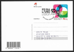 Portugal Entier Postal Feira Do Livro Lisboa 90 Ans Salon Du Livre Lisbonne Cachet 2020 Stationery Lisbon Book Fair Pmk - Ganzsachen