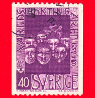 SVEZIA - Sverige - Usato - 1960 -  Anno Mondiale Del Rifugiato - Testa Di Rifugiati - 40 - Usados