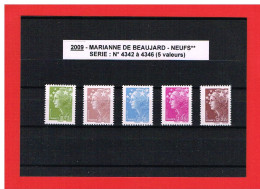 2009 - MARIANNE DE BEAUJARD - NEUFS** - N° 4342 - 4343 - 4344 - 4345 - 4346 - COTE Y & T : 20.00 Euros - 2008-2013 Marianne De Beaujard