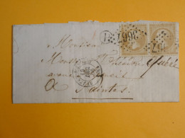 DM5 FRANCE LETTRE  1866 PETIT BUREAU ST JEAN  A SAINTES  +2X N°21 +CACHET P   + AFF.   INTERESSANT+ + - 1849-1876: Klassik