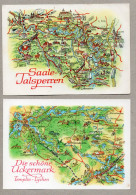 017# BRD - 10  Color - AK:  Landkarten Mit Sehenswürdigkeiten Saale, Uckermark, Thüringer Wald, U.a. (alle Mit Bilder) - Carte Geografiche