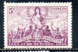 ARGENTINA 1946 POLITICAL ORGANIZATION CHANGE 5c  MH - Neufs