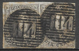 OBP10 In Paar, Met 4 Randen En Met Balkstempel P114 Termonde (zie Scans) - 1858-1862 Medaillen (9/12)