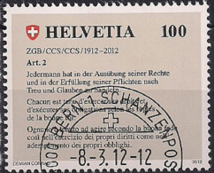 2012 Schweiz   Mi. 2236 FD-used  100 Jahre Schweizerisches Zivilgesetzbuch. - Used Stamps