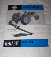 FEUILLET PUB PUBLICITAIRE MATERIEL RENAULT BARRE DE COUPE PORTEE ARRIERE KUHN ( TRACTEUR, TRACTEURS, MOTOCULTURE ) - Trattori