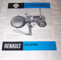 FEUILLET PUB PUBLICITAIRE MATERIEL AGRICOLE RENAULT BARRE DE COUPE DE PORTEE KUHN ( TRACTEUR, TRACTEURS, MOTOCULTURE ) - Tractores