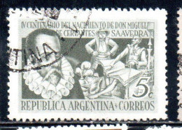 ARGENTINA 1947 MIGUEL DE CERVANTES SAAVEDRA CHARACTERS FROM DON QUIXOTE 5c USED USADO OBLITERE' - Gebruikt