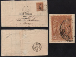 PERFORE - PERFIN - LOCHUNG / 1894 "CL" SUR SAGE 30 C. SUR PLI POUR ORANGE (ref 5739) - Covers & Documents