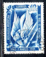 ARGENTINA 1949 RAILROAD NATIONALIZATION WINGED WHELL 10c USED USADO OBLITERE' - Used Stamps