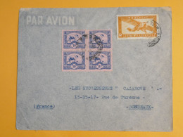 DM5 INDOCHINE   LETTRE  1933  SAIGON A BORDEAUX FRANCE   +BLOC DE 4 TP   + + AFF.   INTERESSANT+ + - Storia Postale