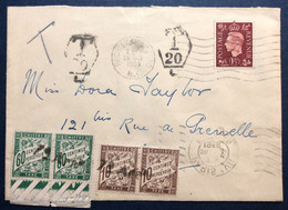 France, Divers Taxe Sur Enveloppe De Finchley (Londres) 25.10.1938 - (B4342) - 1859-1959 Briefe & Dokumente